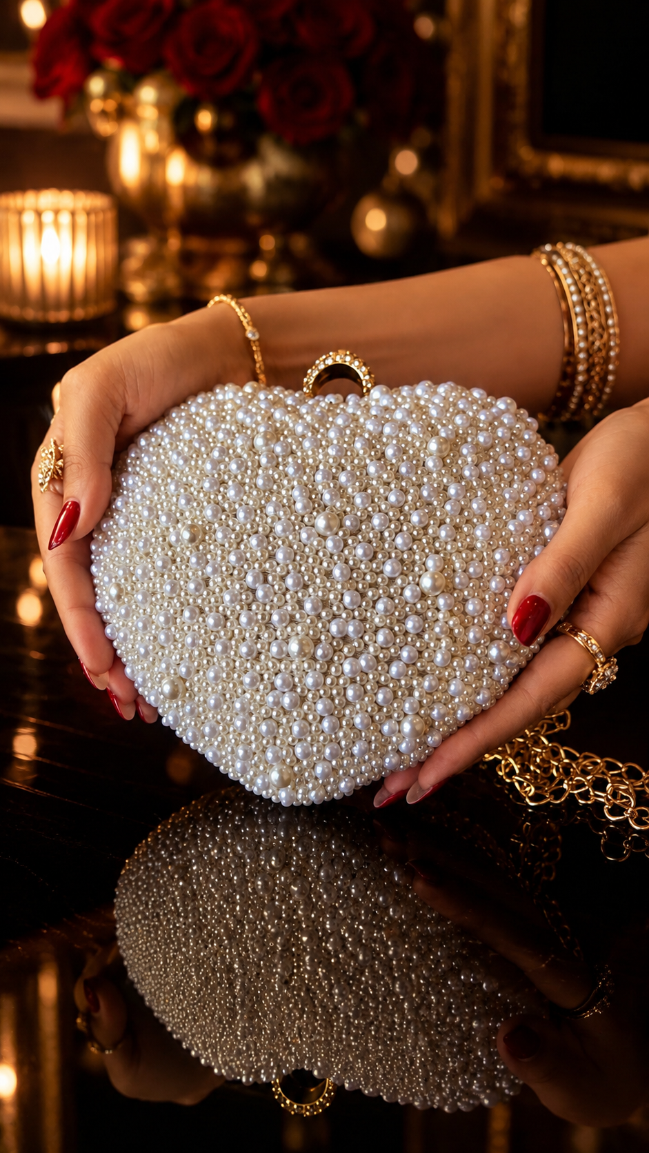 Pearl Heart Luxe Sling Clutch