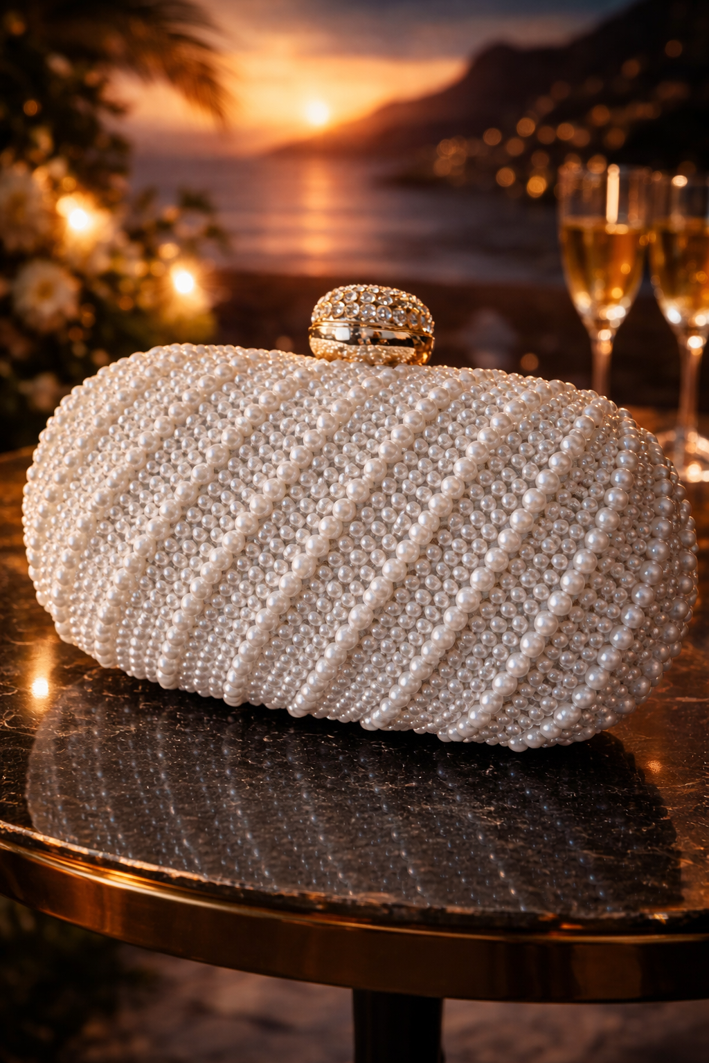 Pearl Embellished Party Clutch