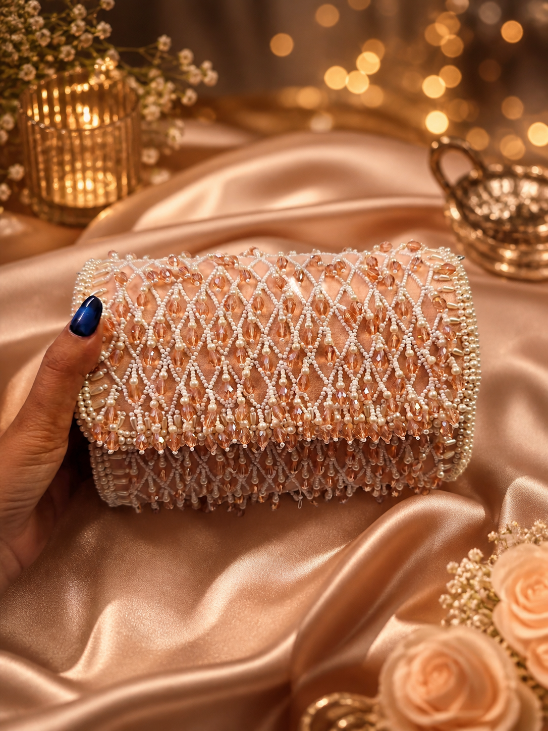 Champagne Pearl Embellished Bag