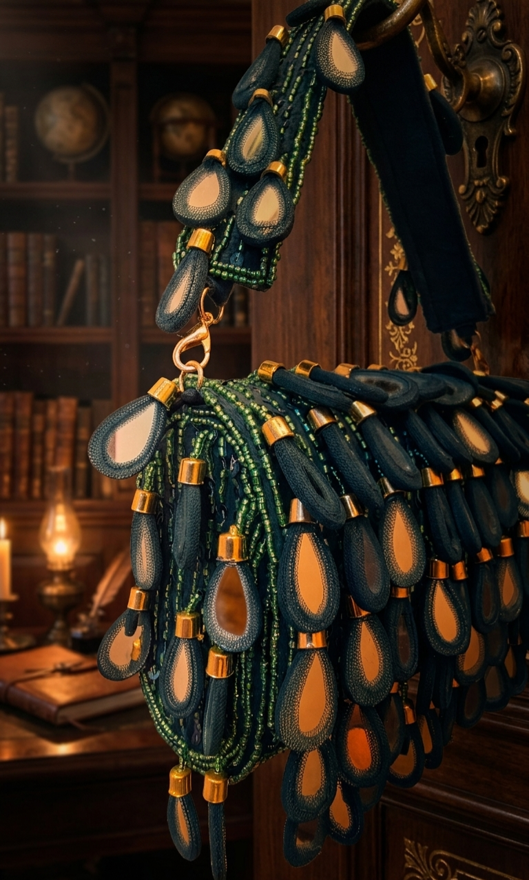 Green Mirror Tassel Statement Bag