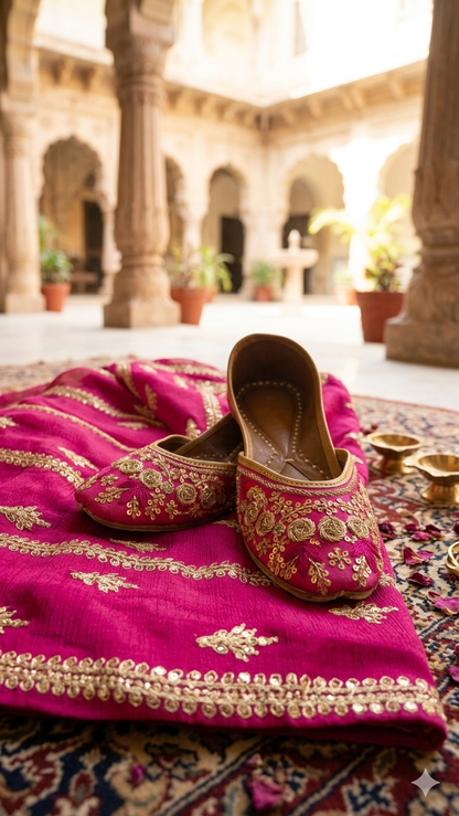 Rani Pink Embellished Juttis