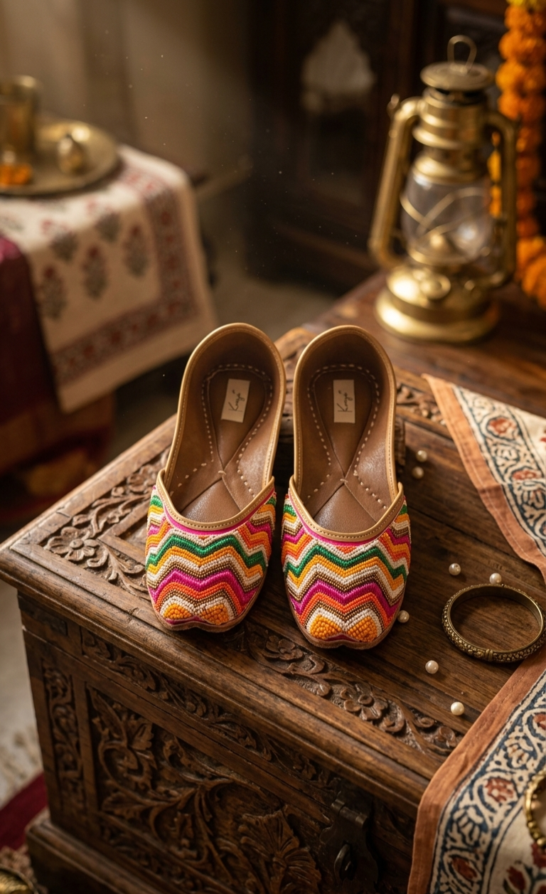 Multicolor Chevron Embellished Jutti