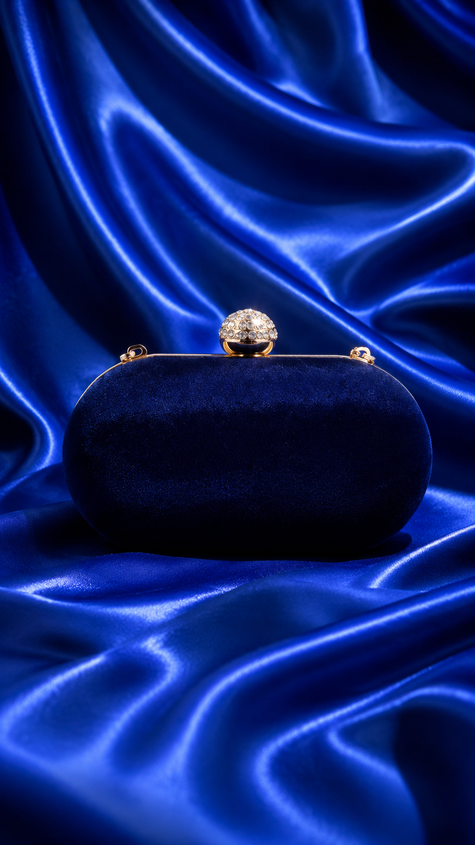 Royal Blue Regal Bloom Embellished Clutch