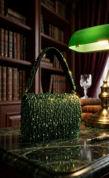 Green Emerald Beaded Shoulder Bag