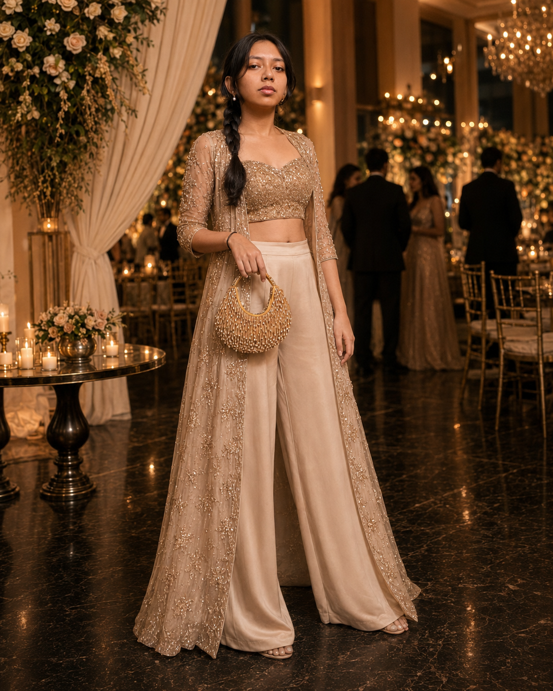 Crystal Cascade Half-moon Bag GOLD
