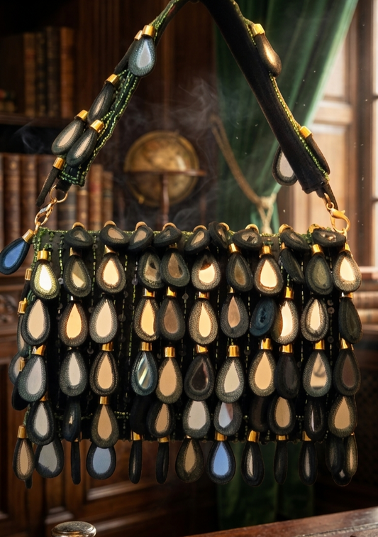 Green Mirror Tassel Statement Bag