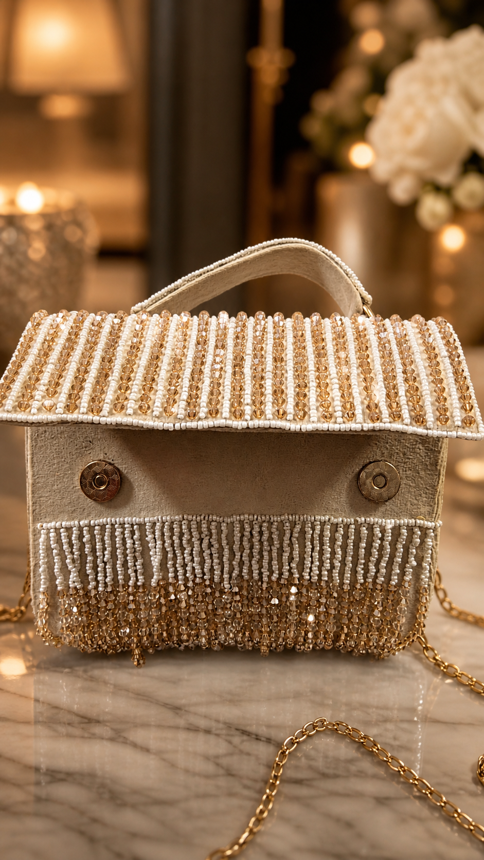 Ivory Gold Cascade bag