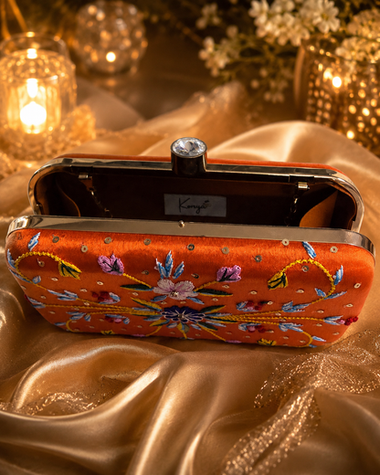 Amber Bloom Embroidered Clutch