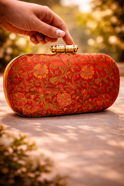 Royal Floral Brocade Clutch