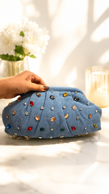 Celeste Crystal Denim Bag