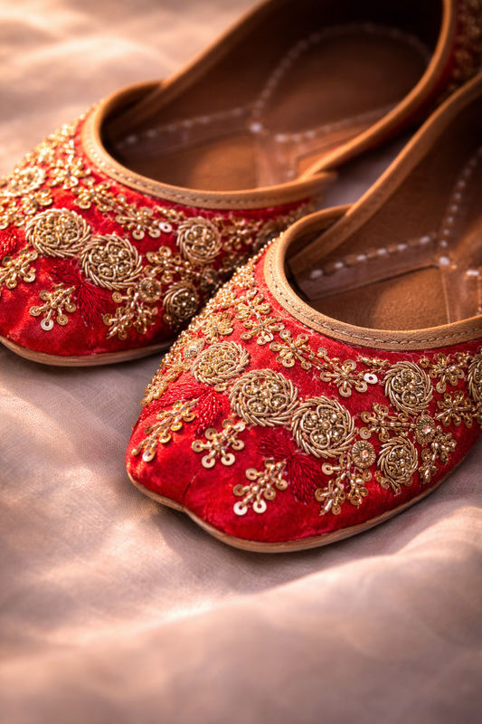 Royal Red Embellished Juttis