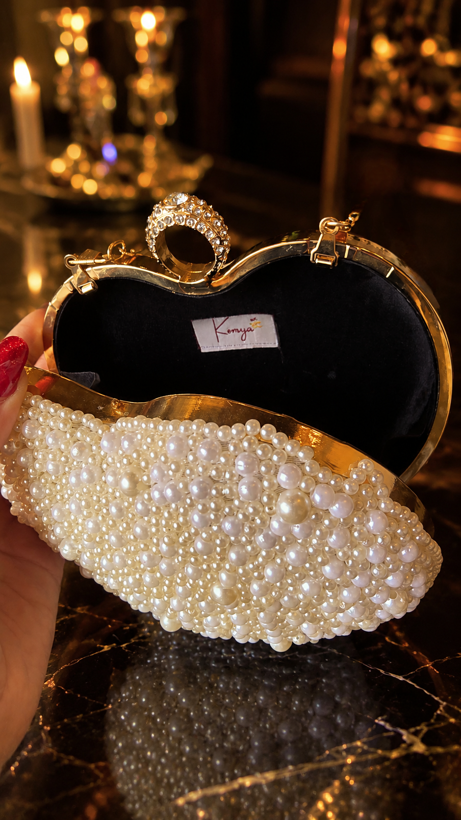 Pearl Heart Luxe Sling Clutch