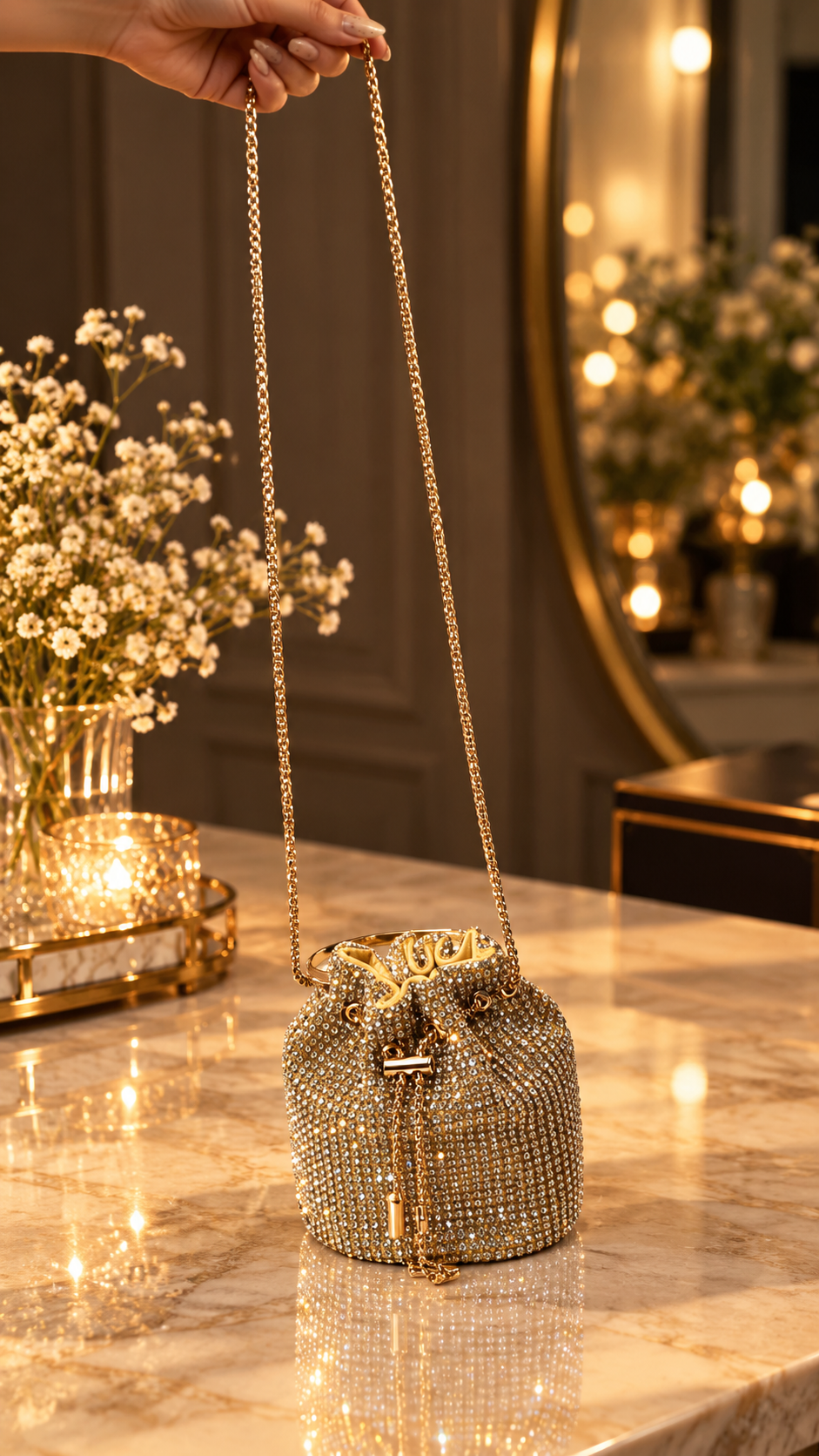Golden Crystal Luxe Potli Bag