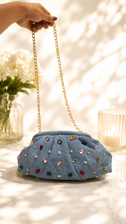 Celeste Crystal Denim Bag