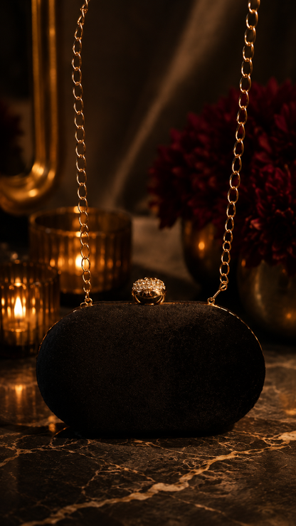 Midnight Bloom Embellished Clutch