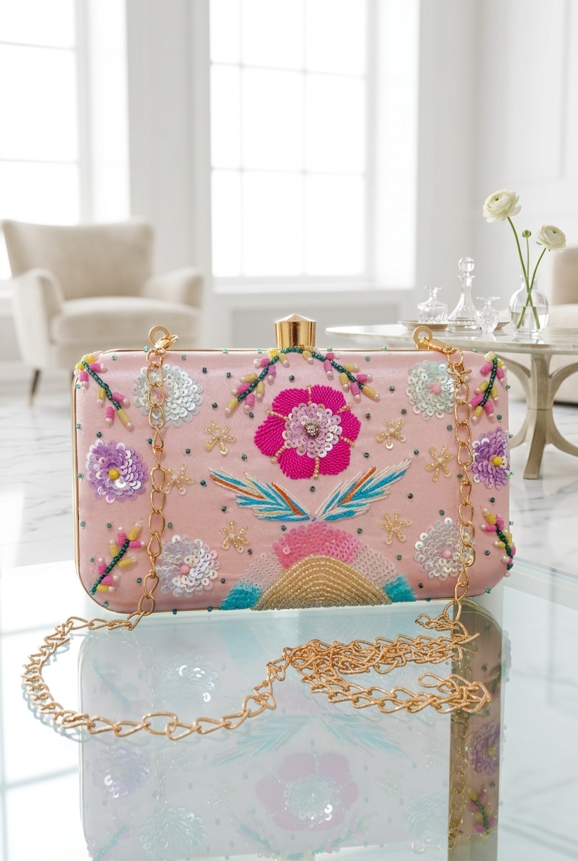 Blush Garden Embellished Clutch