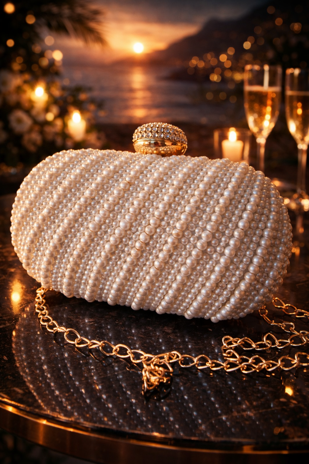 Pearl Embellished Party Clutch