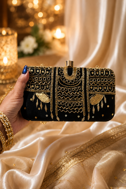 Noir Black Clutch Bag