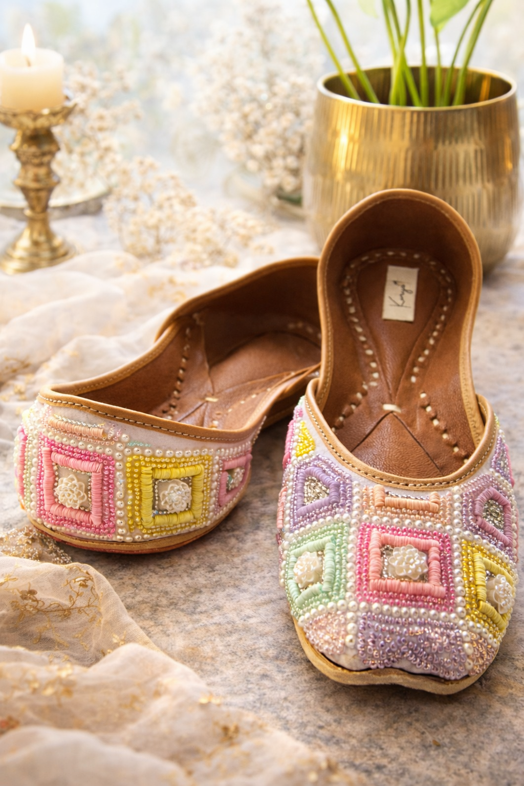 Pastel Pearl Embellished Jutti
