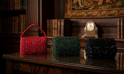 Black Beaded Statement Shoulder Bag