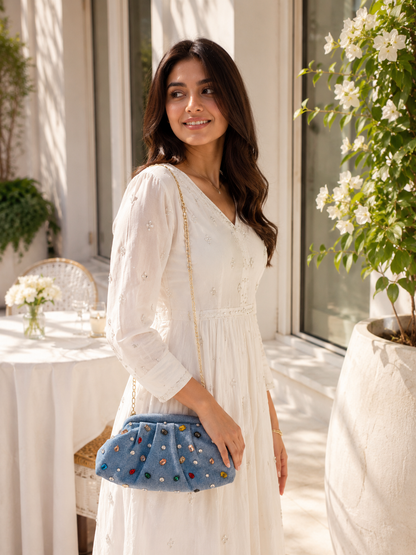 Celeste Crystal Denim Bag