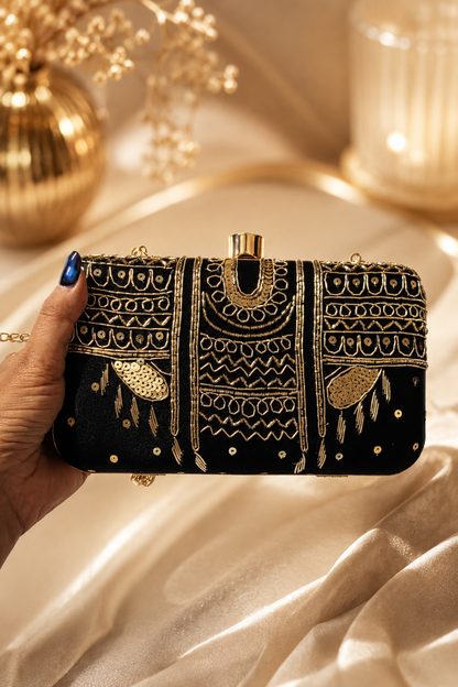 Noir Black Clutch Bag