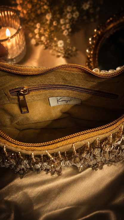 Crystal Cascade Half-moon Bag GOLD