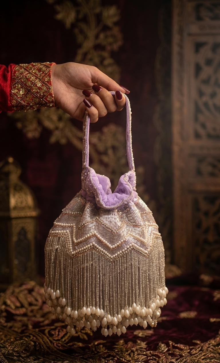 Lavender Embellished Potli Bag