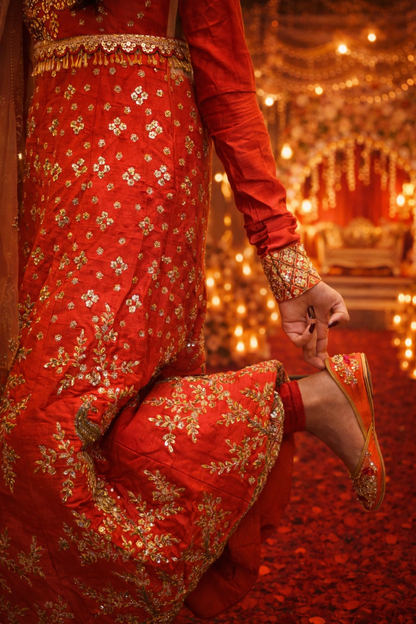 Royal Red Embellished Juttis