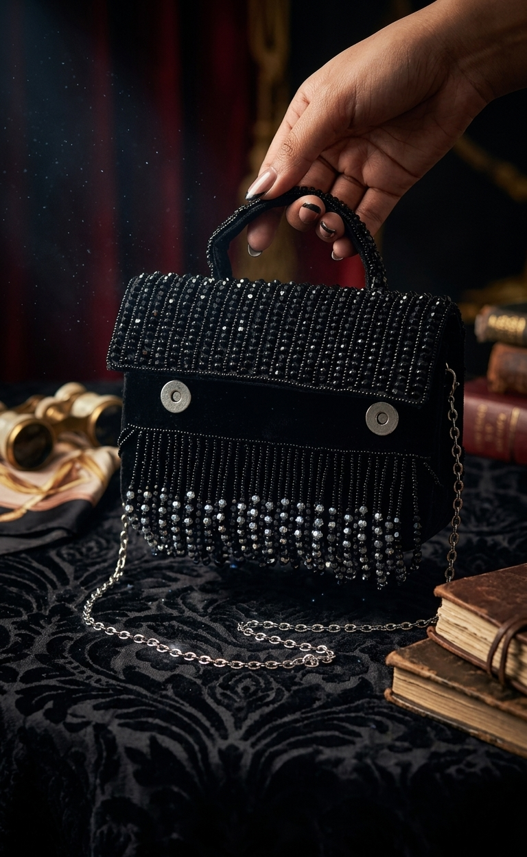 Midnight Noir black Crystal bag