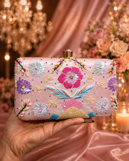 Blush Garden Embellished Clutch