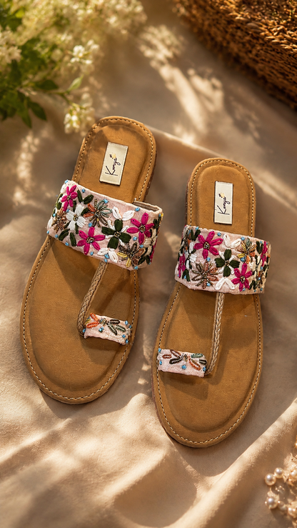 Blush Bloom Embroidered Flats