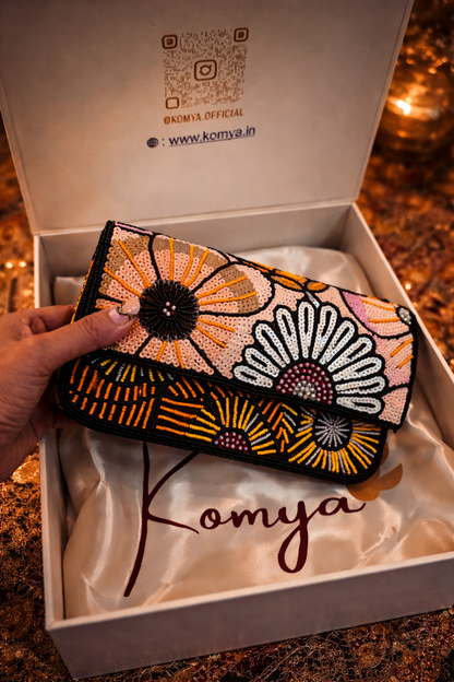 Midnight black Floral Embellished Bag