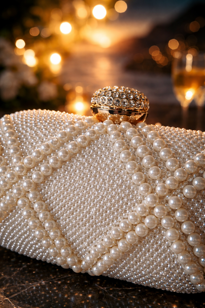 Pearl X Embellished Evening Clutch