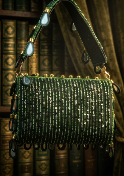 Green Mirror Tassel Statement Bag