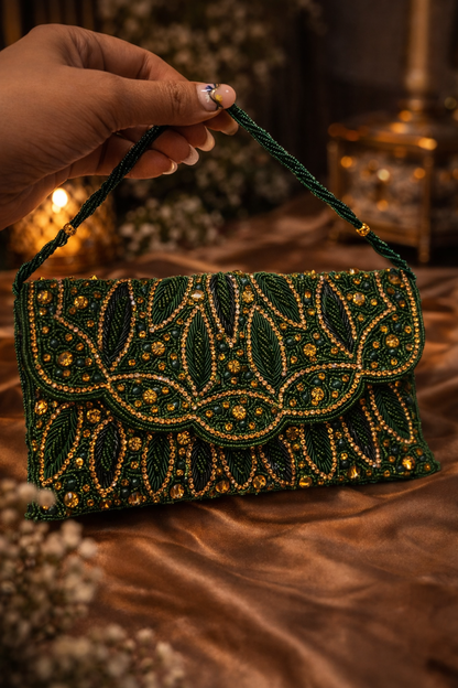 Ocean Blossom Beaded Envelope Clutch